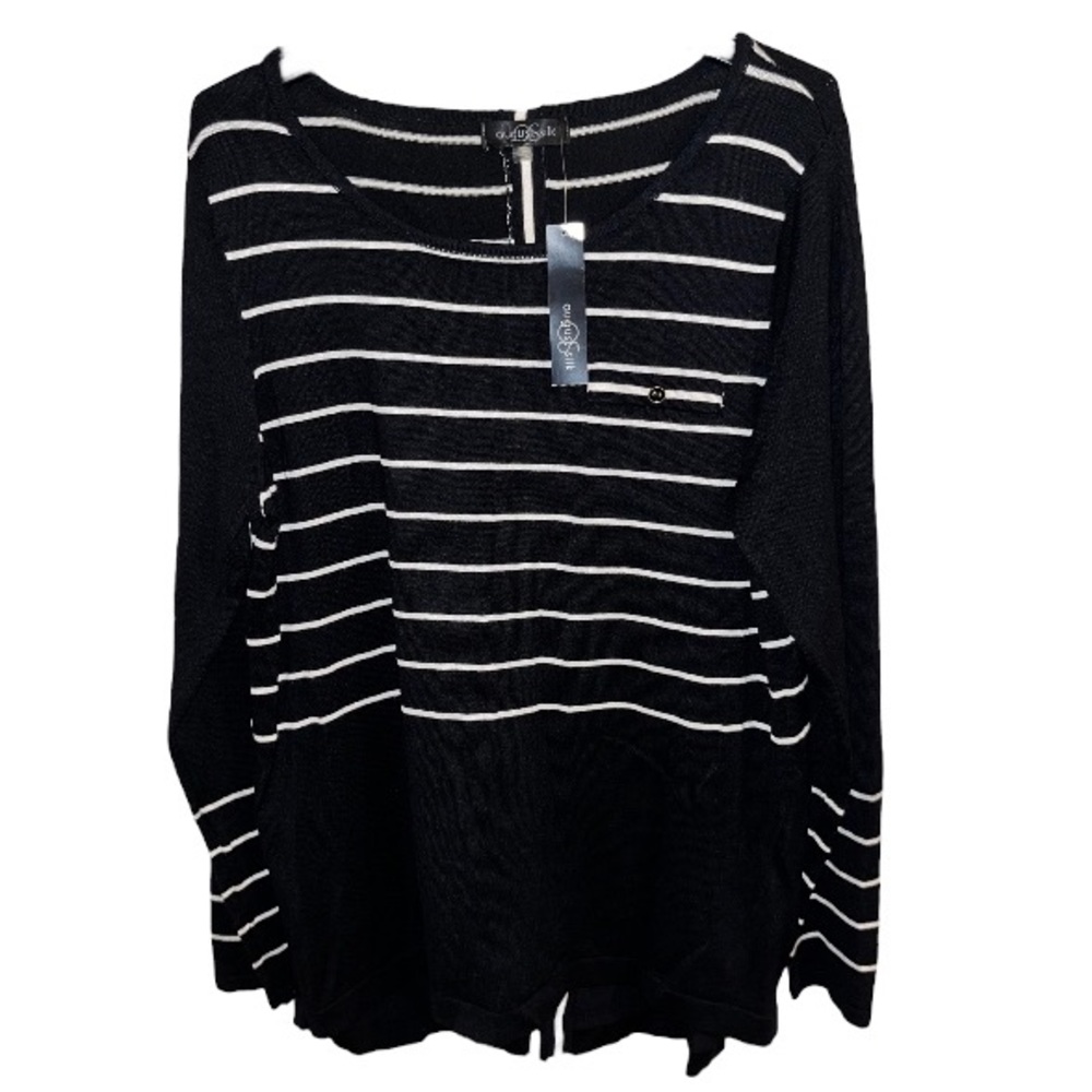 NWT August Silk Striped Sweater Style 7L338 Large